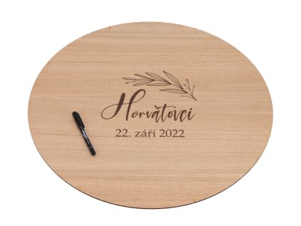 Drevená svadobná ceduľa na podpisy dub - listy