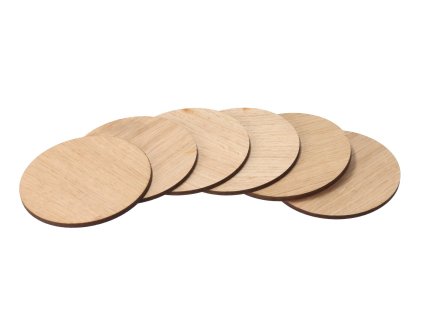 Súprava 6 okrúhlych podložiek z duba
