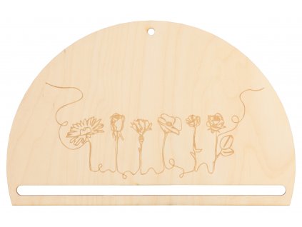 Drevený výrez polkruh - kvety