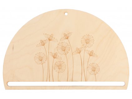 Drevený výrez polkruh - lúčne kvety