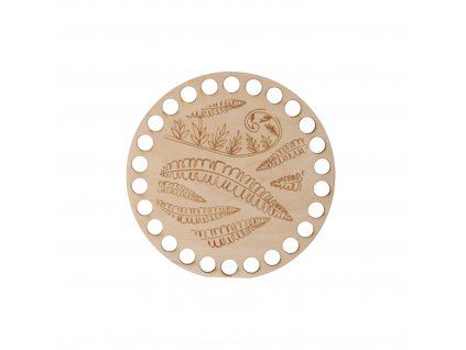 Dřevěný podtácek k obháčkování - kapradí (Zvoľte variant 10 cm)