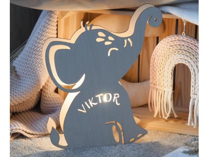 Detská nástenná lampička s menom - slon