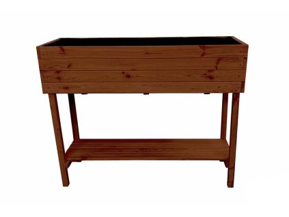 Vyvýšený drevený truhlík s policou 80 cm - teak
