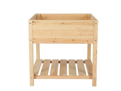 Vyvýšený drevený truhlík s policou 78 x 78 cm - borovica