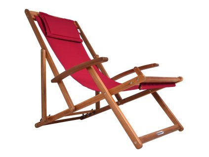 Záhradné ležadlo z akáciového dreva - červené