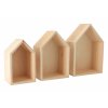 Drevená polička domček - súprava 3 ks