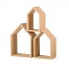 Drevená polička domček otvorená - súprava 3 ks