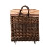Tmavý prútený kôš na drevo hranatý - na kolieskach