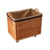 Prírodný prútený kôš na drevo hranatý - na kolieskach