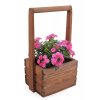 Malý drevený kvetináč s rukoväťou - hnedý
