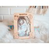 Drevený fotorámik s menom k ​​narodeniu dieťaťa 10 x 15 cm